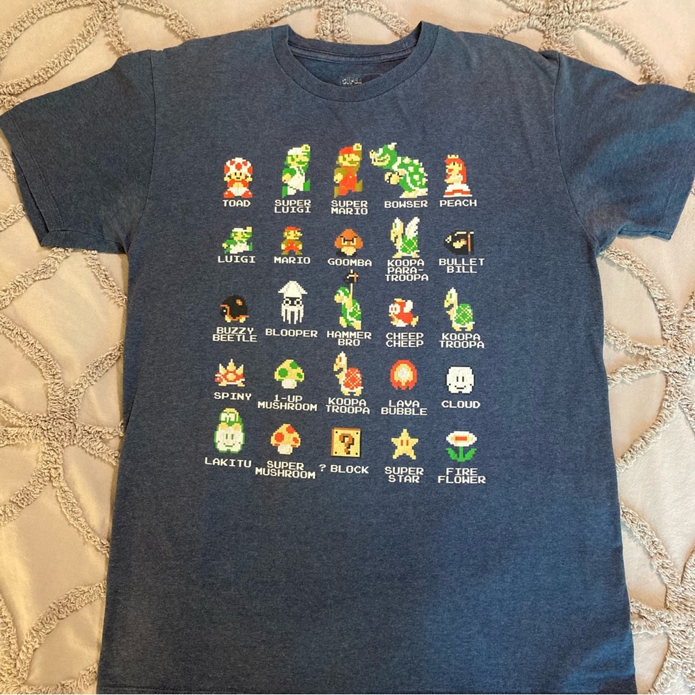 Nintendo Super Mario Bros 2016 Pixel Characters Graphic Tee - Short Sleeve